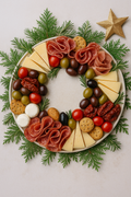 Festive Wreath of Mediterranean Cheeses and Charcuterie